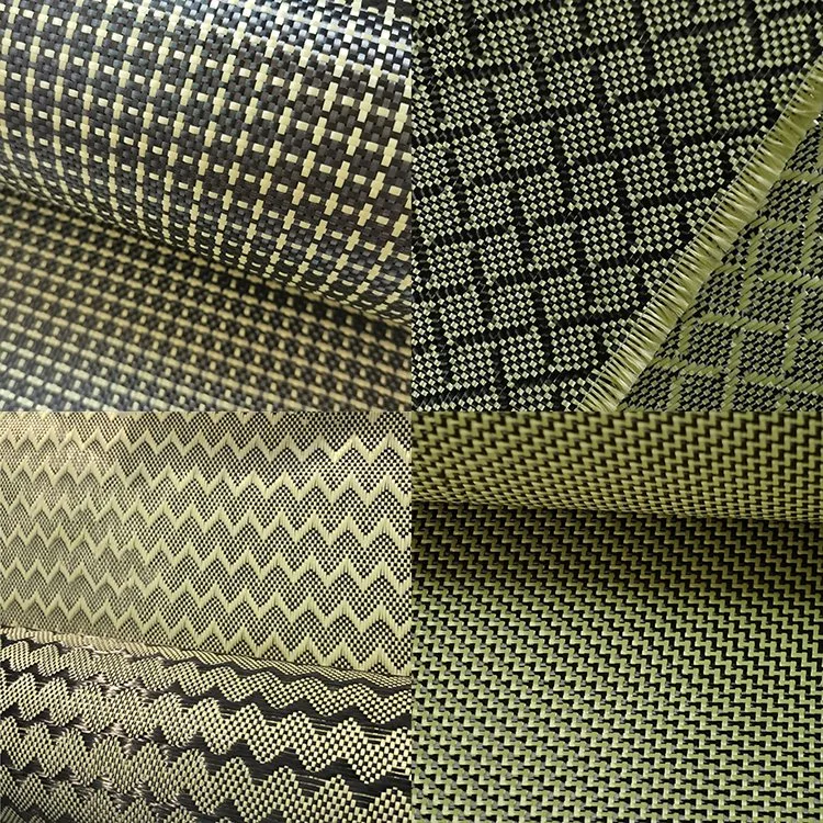 China Factory Colorful Dogbone Color Kevlar Hybrid Cloth I-Shape H-Shape Carbon Aramid Fiber Hybrid Fabric with Best Quality
